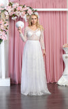 Load image into Gallery viewer, La Merchandise LA7920 Shiny Long Sleeve Plus Size MOB Formal Gown - White - LA Merchandise