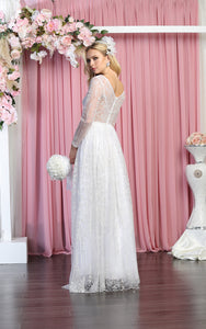 La Merchandise LA7920B Long Sleeve Sheer Lace Bridal Gown - - La Merchandise