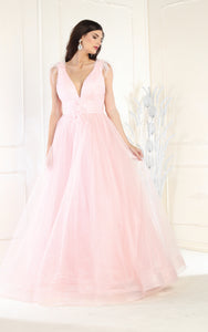 LA Merchandise LA7929 V-Neck A-Line Formal Prom Dress