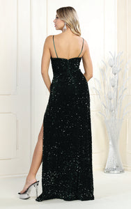 La Merchandise LA7986 Spaghetti Straps V-neck Prom Gown - - Dress LA Merchandise