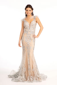 Red Carpet Formal Dress - LAS1983 - SILVER NUDE - LA Merchandise