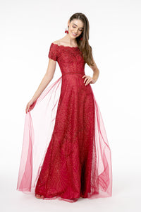 Red Carpet Formal Dress - LAS2942 - BURGUNDY - LA Merchandise