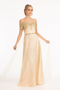 Red Carpet Formal Dress - LAS2942 - CHAMPAGNE - LA Merchandise