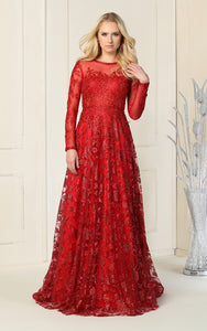 Red Carpet Long Sleeve Formal Evening Gown - LA7875 - Red - LA Merchandise