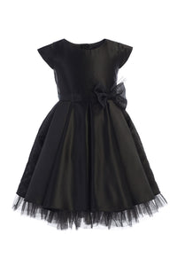 Little Girl Dress with Oversized Bow - LAK711 - BLACK - LA Merchandise