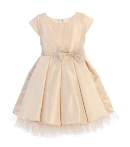 Little Girl Dress with Oversized Bow - LAK711 - CHAMPAGNE - LA Merchandise