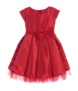 Little Girl Dress with Oversized Bow - LAK711 - RED - LA Merchandise