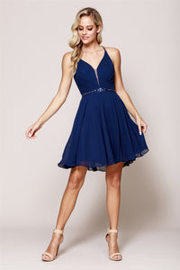 Short Bridesmaid Dress - LAASU027S - Navy - LA Merchandise