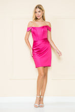 Load image into Gallery viewer, Satin Homecoming Dress - LAY8942 - FUCHSIA - LA Merchandise