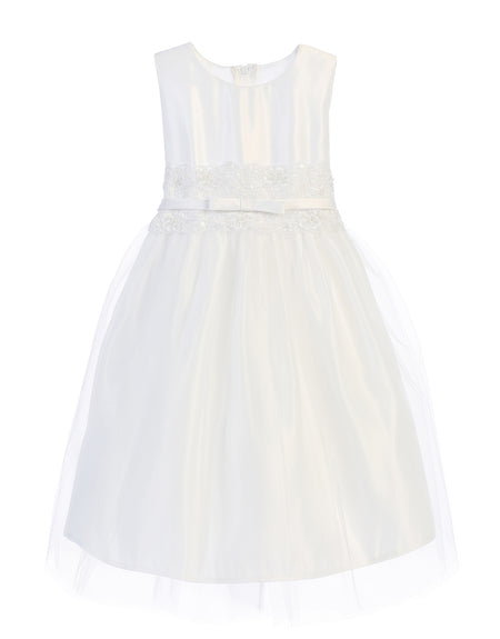 La Merchandise LAK473 Ivory Satin & Tulle Flower Girl Dress - - LA Merchandise