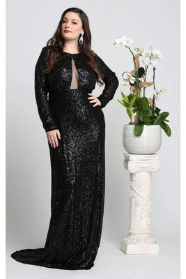 Sequin Formal Dress - LA7795 - BLACK - LA Merchandise