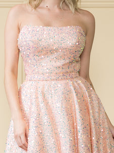 Sequined Homecoming Dress -LAY8930 - - LA Merchandise