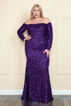 Load image into Gallery viewer, Sequined Plus Size Gown - LAYW8876 - PURPLE - LAY