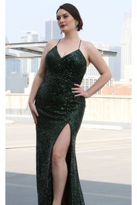 Sequined Prom Long Dress & Plus Size - LA7852 - - LA Merchandise