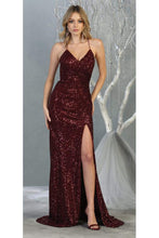 Load image into Gallery viewer, Sequined Prom Long Dress &amp; Plus Size - LA7852 - BURGUNDY - LA Merchandise