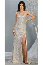 Load image into Gallery viewer, Sequined Prom Long Dress &amp; Plus Size - LA7852 - CHAMPAGNE - LA Merchandise