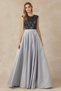 La Merchandise LAT661 Elegant Sleeveless Cutout Back A-line Dress - Silver - LA Merchandise