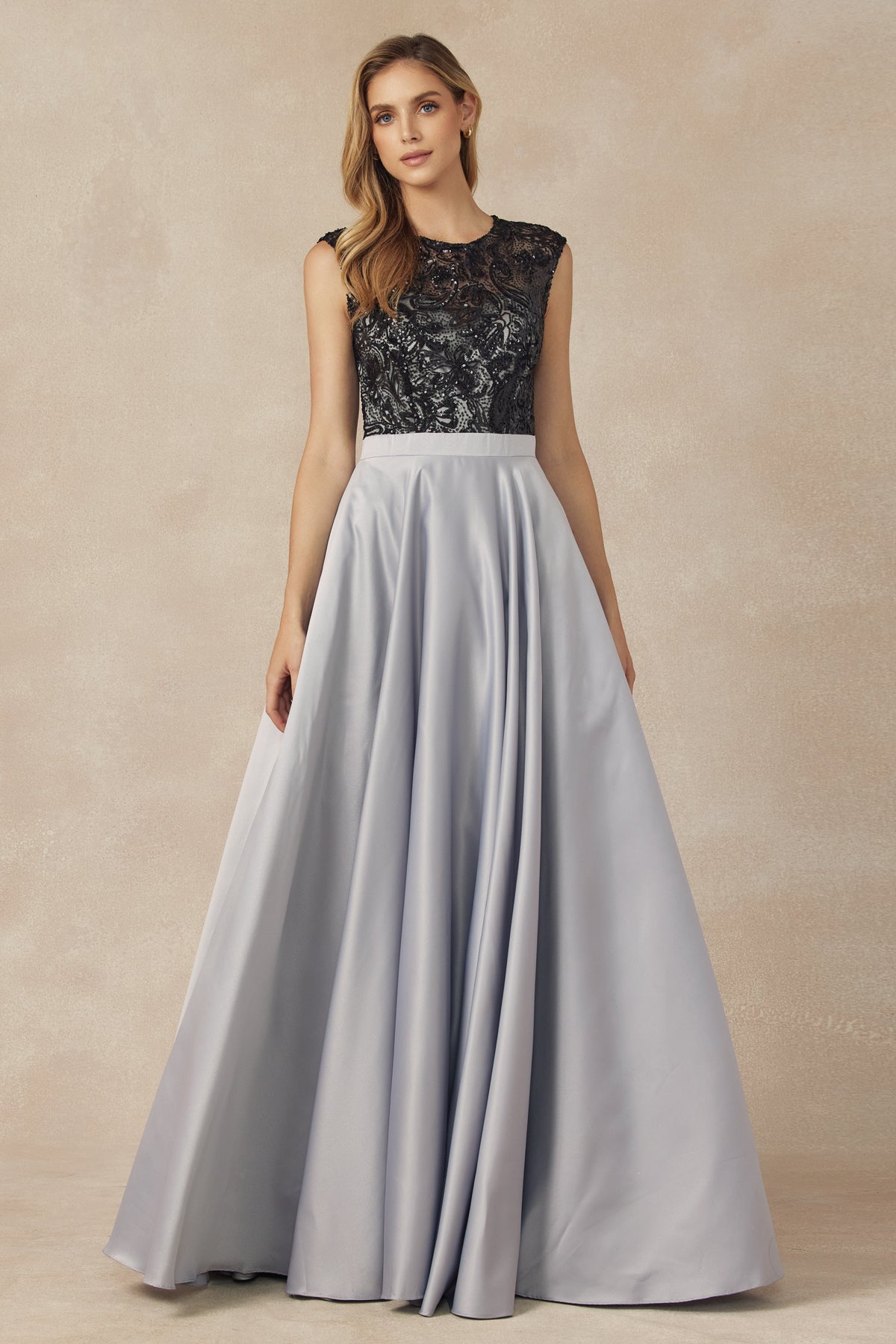La Merchandise LAT661 Elegant Sleeveless Cutout Back A-line Dress - Silver - LA Merchandise