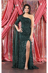 Load image into Gallery viewer, Shiny One Shoulder Dress - LA1941 - Hunter Green - LA Merchandise