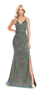 Shiny Prom Formal Gown- LN5222 - ROYAL GOLD - LA Merchandise