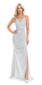 Shiny Prom Formal Gown- LN5222 - SILVER - LA Merchandise