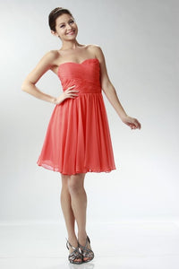 Short Bridesmaids Dress -LAY6744 - ORANGE CORAL - LA Merchandise