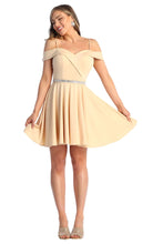 Load image into Gallery viewer, LA1916 Short A-Line Cold Shoulder Homecoming Dress - CHAMPAGNE - LA Merchandise