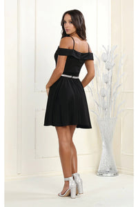LA1916 Short A-Line Cold Shoulder Homecoming Dress - - LA Merchandise