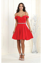 Load image into Gallery viewer, LA1916 Short A-Line Cold Shoulder Homecoming Dress - RED - LA Merchandise