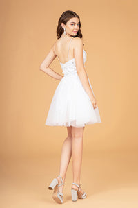 La Merchandise LASGS3089 Short Floral Mesh Homecoming Dress w/ Cape - - LA Merchandise