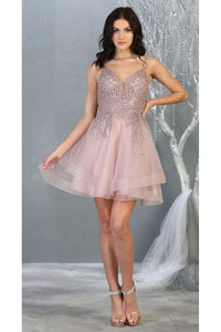 Short Holiday Cocktail Dress -LA1816 - MAUVE - LA Merchandise