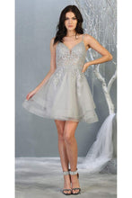 Load image into Gallery viewer, Short Holiday Cocktail Dress -LA1816 - SILVER - LA Merchandise
