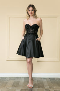 Short Homecoming Dress - LAY9084 - BLACK - LA Merchandise
