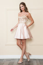 Load image into Gallery viewer, Short Homecoming Dress - LAY9084 - CHAMPAGNE - LA Merchandise