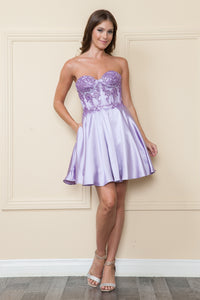 Short Homecoming Dress - LAY9084 - LILAC - LA Merchandise