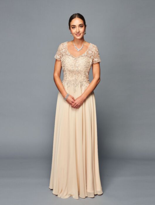 Short Sleeve Mother Of The Bride - LADK308 - CHAMPAGNE - LA Merchandise