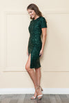 Load image into Gallery viewer, Short Sleeve Semi Formal Dress - LAY8960 - EMERALD GREEN - LAY