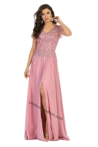 Short sleeve Mother of Bride dress- LA1638 - Dusty Rose - LA Merchandise