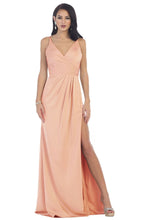 Load image into Gallery viewer, Shoulder straps pleated chiffon dress with high front slit- LA1469 - Blush - LA Merchandise