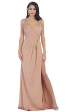 Load image into Gallery viewer, Shoulder straps pleated chiffon dress with high front slit- LA1469 - Dusty Rose - LA Merchandise