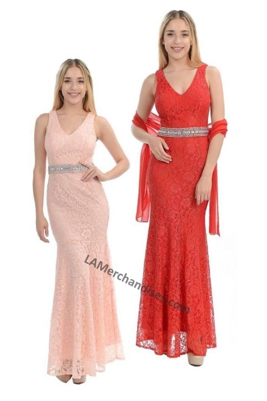 Shoulder straps sequins lace dress- LA5144 - Blush - LA Merchandise