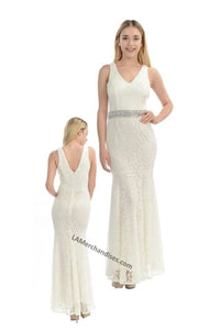 Shoulder straps sequins lace dress- LA5144 - Ivory - LA Merchandise
