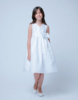 La Merchandise LAKB543 White 12 M Special Occasion Baby Dress with Bow - - LA Merchandise