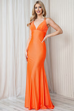 Load image into Gallery viewer, La Merchandise LAABZ018 Simple V-Neck Wholesale Bodycon Prom Dress - ORANGE - LA Merchandise