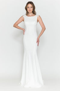 Simple Cap Sleeve Engagement Gown - LAY8566 - - LA Merchandise