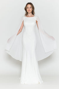 Simple Cap Sleeve Engagement Gown - LAY8566 - Off White Ivory - LA Merchandise
