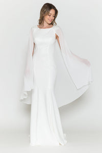 Simple Cap Sleeve Engagement Gown - LAY8566 - - LA Merchandise