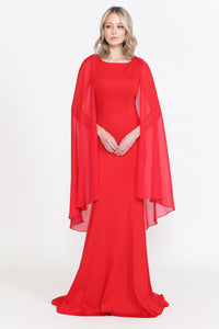 Simple Cap Sleeve Engagement Gown - LAY8566 - - LA Merchandise