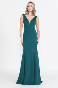 Simple Evening Gown - LAY8152 - GREEN - LA Merchandise