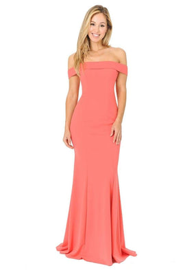 Simple Mermaid Bridesmaids Dress - LN5194 - CORAL - LA Merchandise